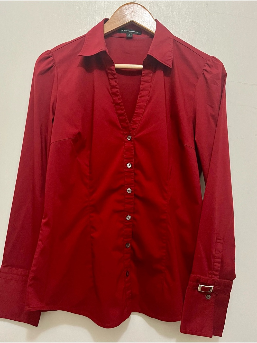 Design Studio Button-Down Collared Blouse - Red